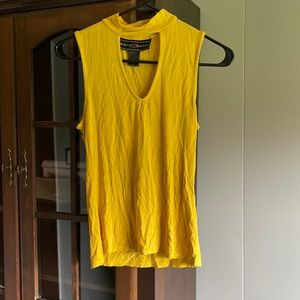 YELLOW PEEP HOLE TANK TOP